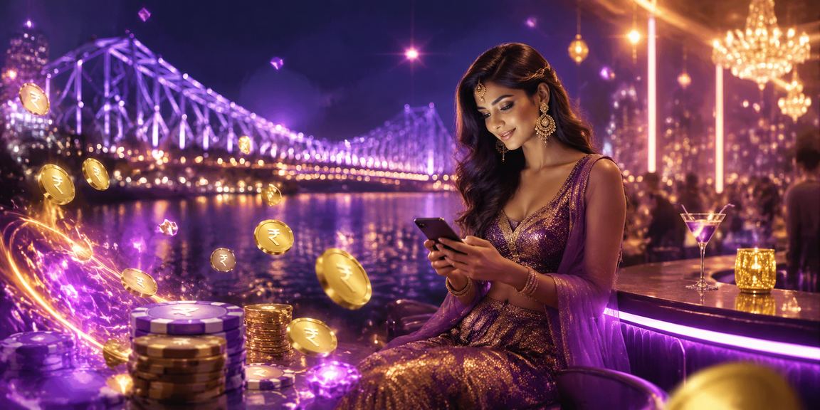 Player enjoying slot games on a casino app near Howrah Bridge in Kolkata